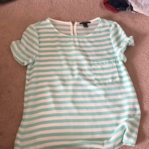 Teal and white stripped shirt